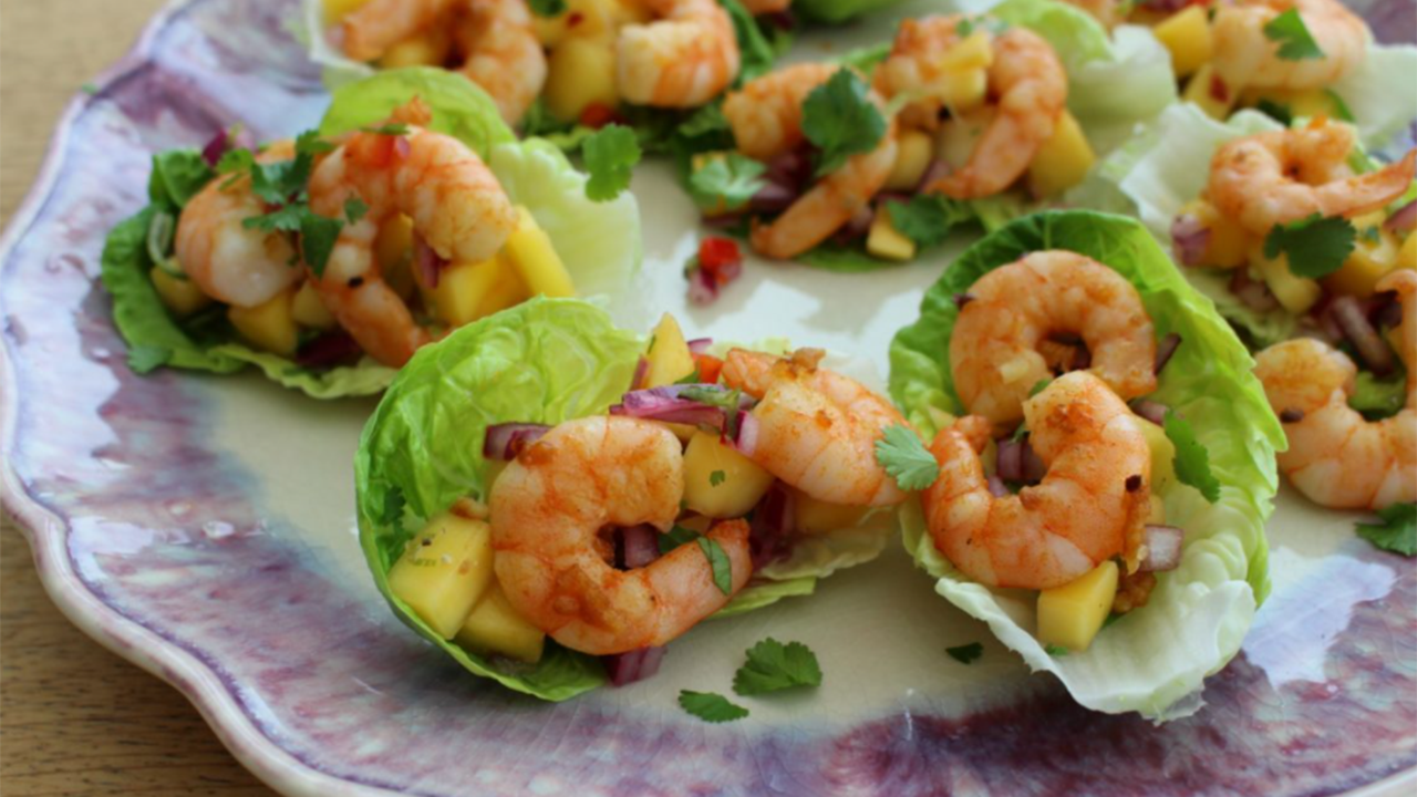 Prawn and Mango Lettuce Cups