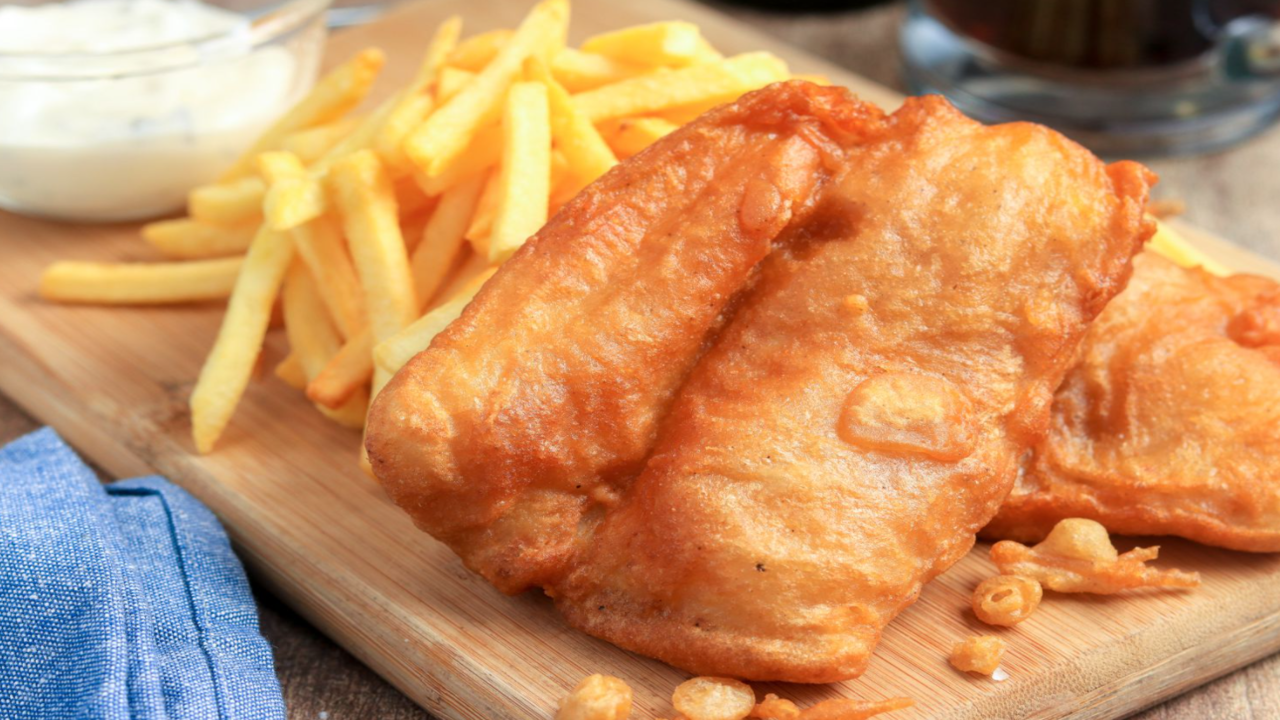 Deep Fried Plaice & Chips, Creamed Peas