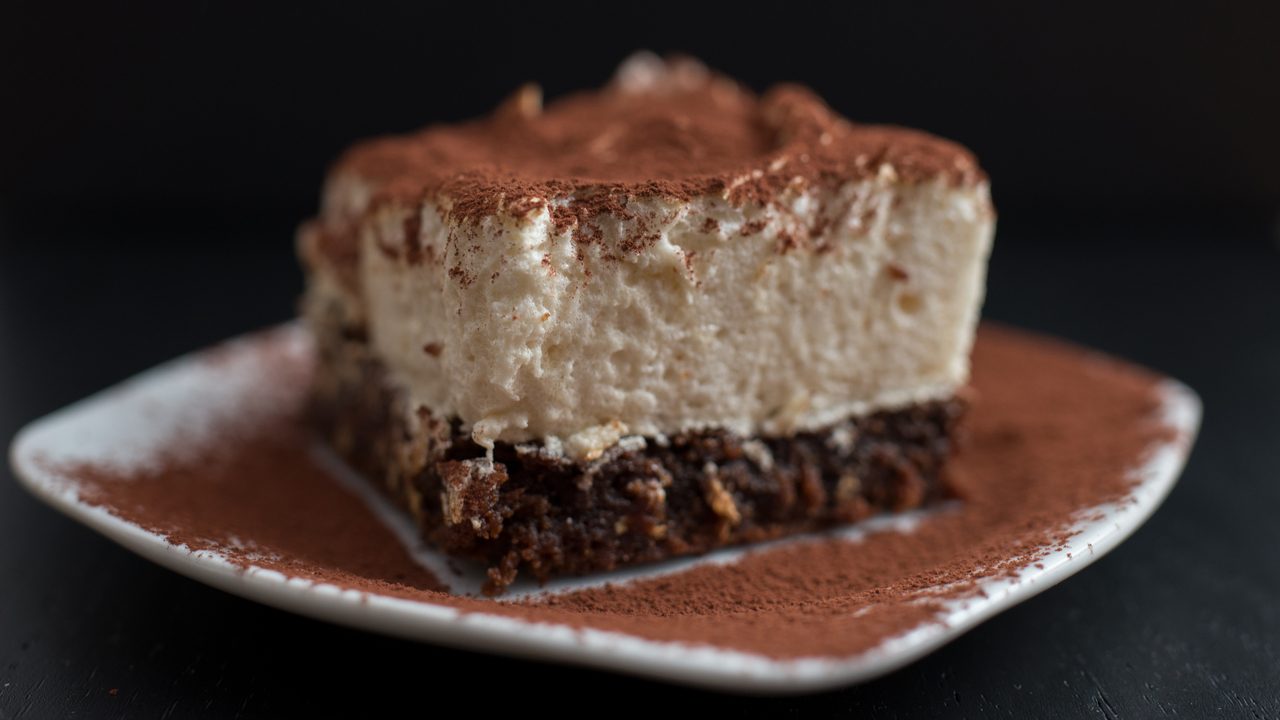 Hazelnut & Raspberry Meringue Brownie Squares