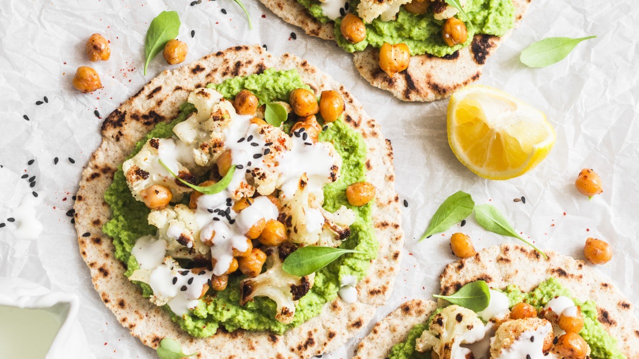 Middle Eastern Spiced Roasted Cauliflower Flatbreads