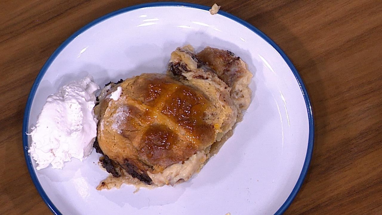 Hot Cross Bun Bread & Butter Pudding