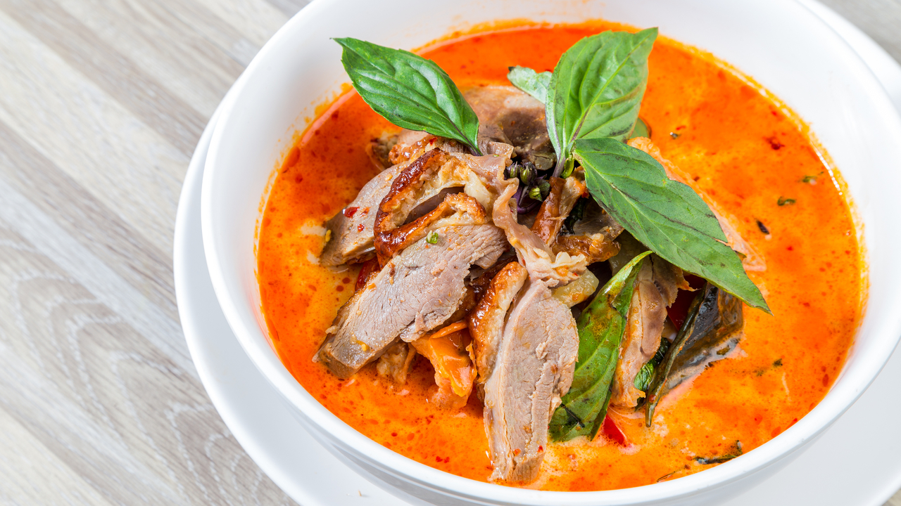 Duck Thai Green Curry with Lobster and Herbs