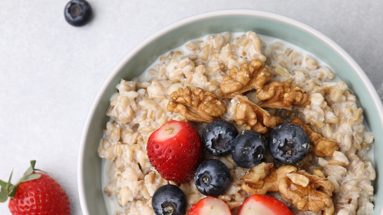 Baked Cherry Oats with Caramelised Walnuts