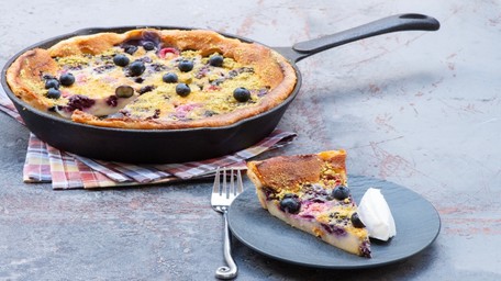 Berry Clafouti with Vanilla Mascarpone Chantilly