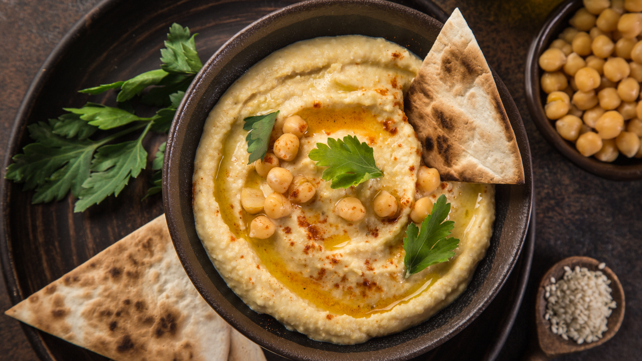 Festive Parsnip Hummus with Crispy Chickpeas