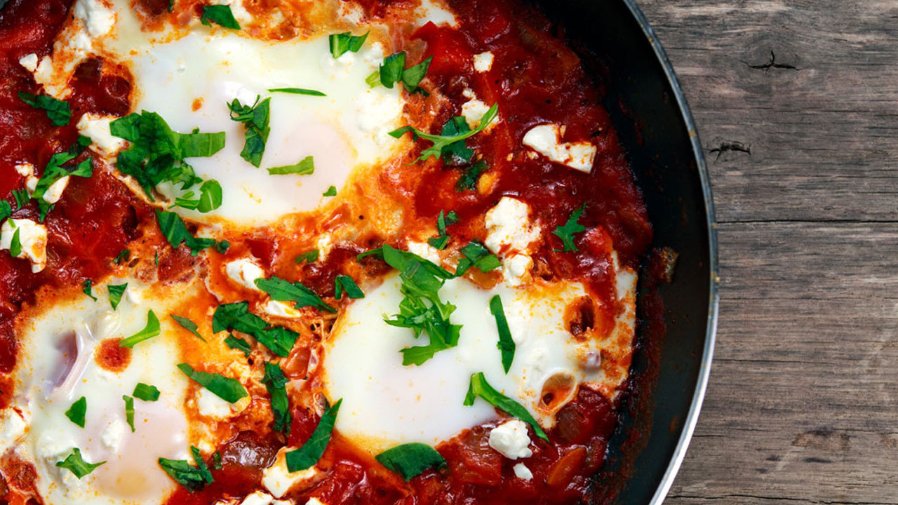 Traditional Israeli Breakfast of Eggs Shakshuka