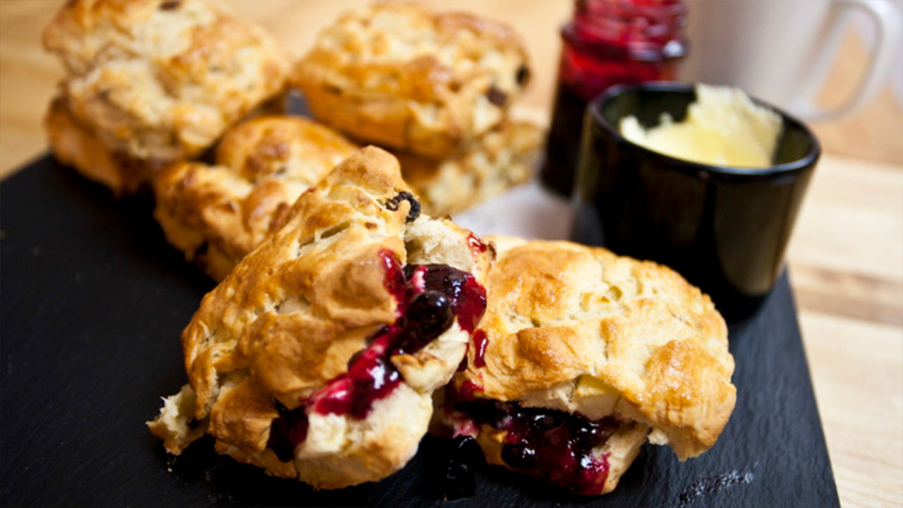 Blackberry and apple scones